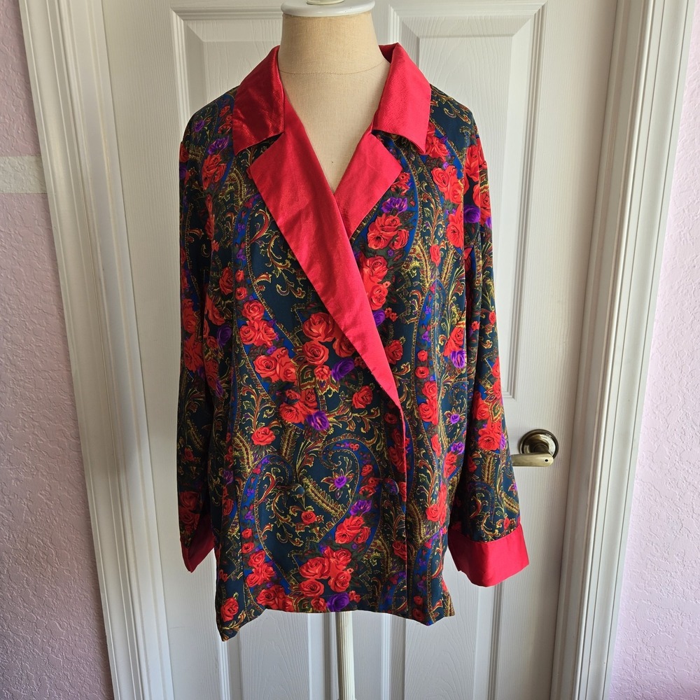 Victoria's Secret Vintage Gold‎ Label Satin Floral Sleep Shirt Size M Lingerie